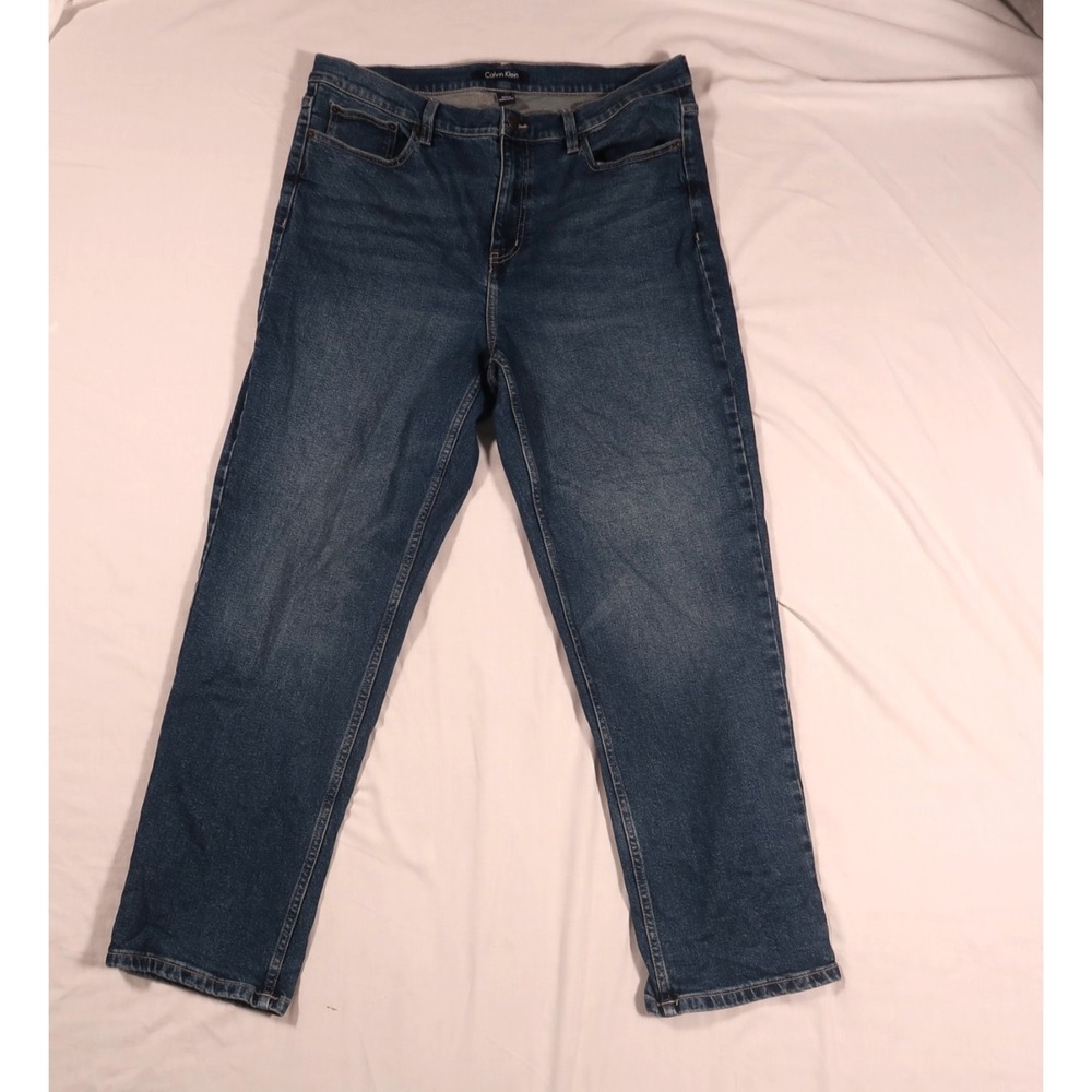 Calvin Klein Dark Wash Straight Leg Jeans - Size 14 - 99% Cotton Denim